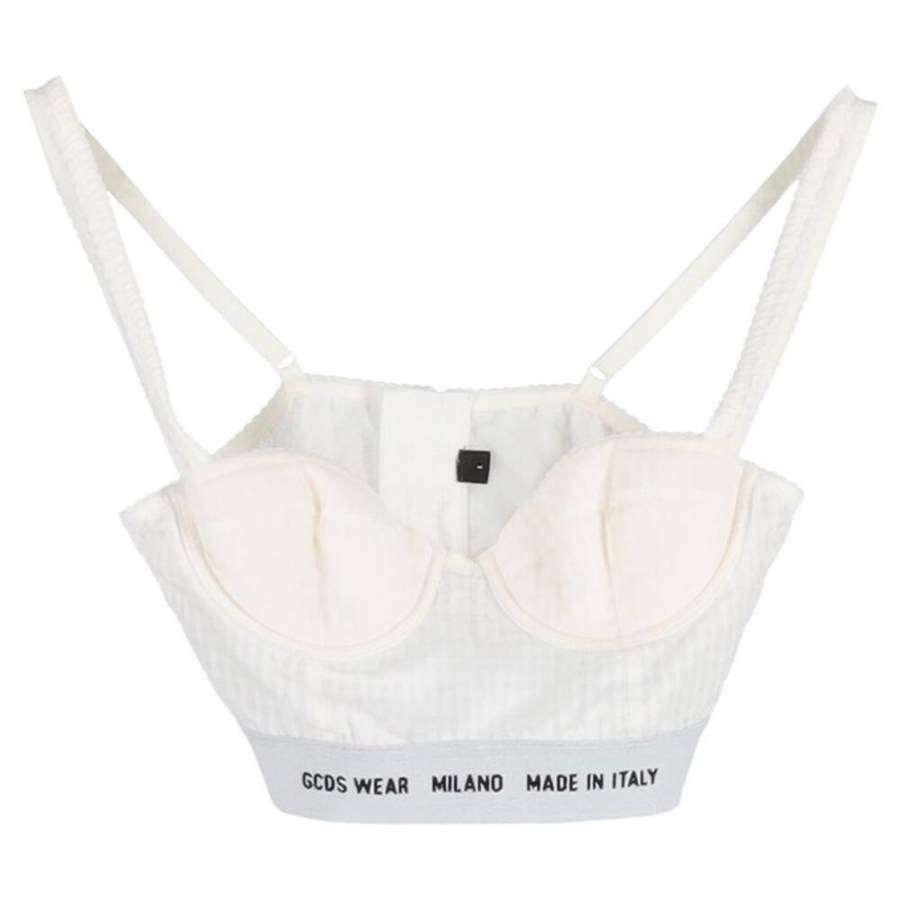 GCDS Printed Bustier Top in Cream Cotton